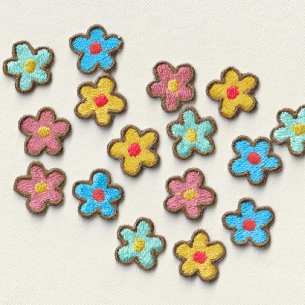 【4色／16枚セット】花 刺繍ワッペン｜アイロン接着・シール加工可1枚目の画像